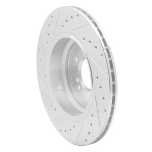 BMW M5 Brake Rotor (1) - Rear Right - R1 Concepts - Drilled & Slotted - Silver - `00-`06